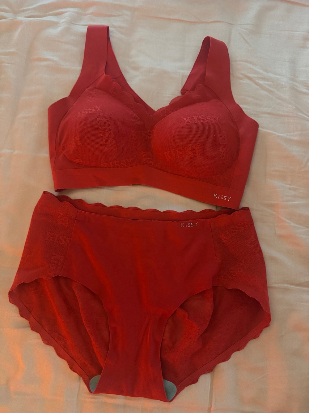 Kiss Red Wireless Comfort Bra with Knit Logo